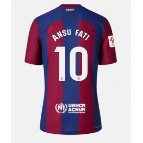 Damen Fußballbekleidung Barcelona Ansu Fati #10 Heimtrikot 2023-24 Kurzarm